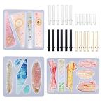 Kinbelle シリコンモールド 27個セット ヘアピン・ ヘアクッリプモールド UVレジン型 三角形/楕円形/キャンディ形/猫形 DIY 手作り