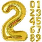 数字 バルーン 数字2 誕生日 風船 ナンバー 大きい ゴールド 約65cm バースデー 飾り 誕生日 記念日 飾り付け アルミ風船