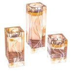 Le Sens アメイジングホーム彫刻ラージクリスタルキャンドルホルダー3点セット 高さ6.2/4.7/3.1インチ ソリッドクリアガラス装飾 豪華で