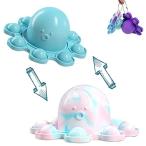 スクイーズ玩具 両面反転タコキーホルダー 人気 ストレス解消 プッシュバブル感覚 携帯式ソフトシリコーン減圧グッズ 知育おもちゃ 指先 訓練 卓上ゲー