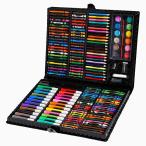 絵具セット プレゼント 子供 150本 色鉛筆 水彩絵具 クレヨン 固形水彩 (黒)