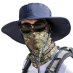 サファリハット メンズ【大きいサイズ・つば広・通気性 UPF50+ サイズ調節可能 折り畳み プレゼント 汗止め 日焼け 速乾性 軽量 防風 あご紐付