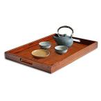 AKOZLIN お盆トレイ 木製 トレー ランチトレー 長角膳 角型 長手盆 おしゃれ 長方形 漆塗り 木目 四角 持ち手付き 北欧 すべらない 洗え