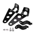 KIMISS 2個 ステンレス鋼 調節可能な オートバイのヘッドライトマウントブラケット フォークレーサー28mm-34mm ((黒))