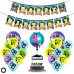 BLATOMY ビデオゲームの装飾、HAPPY BIRTHDAY 装飾、ゲームテーマの誕生日パーティー用品キットとお誕生日おめでとうバナー、カップケー
