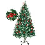 クリスマスツリー 150cm christmas tree 枝数/400tips 赤い実40個付き 葉先雪化粧 鉄の底 高濃密度 組立簡単 収納便利