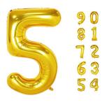 PartyHour 90cm 数字 5 バルーン 大きい ゴールド 誕生日 バルーン 数字 風船 結婚記念日 誕生日 飾り付け バースデー 飾り