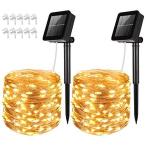 Lyeiaa ソーラーイルミネーションライト LED ストリングライト ワイヤーライト 屋外電飾 フェアリーライト 【120球 12M 8点灯モード