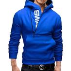 [エアバイ] SWAG ロゴ入り スウェット パーカー ハーフジップ パーカ メンズ 大きい サイズ 長袖 フード付き モコモコ 秋 フード オオキイ