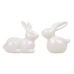 かわいい 北欧風 アニマル オブジェ 白 伏せ うさぎ 2点 セラミック 動物 ラビット 陶器 置物 インテリア 雑貨 装飾 小物