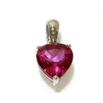 ピンクトパーズペンダントハート型フォレストブルー