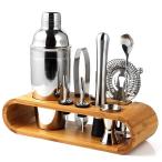 750ml家庭用ステンレスカクテルミキサーキット バーテンダー最高ツール 竹製スタンド付き パーティーグッズ バー 練習 ギフト