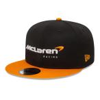 マクラーレン F1 チーム オフィシャル NewEra 9FIFTY エッセンシャル ロゴ フラットキャップ 帽子 M / Lサイズ ブラック オレンジ 公式 McLaren