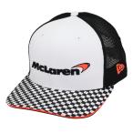 2025 マクラーレン F1 チーム NewEra 9FIFTY チェッカー メッシュ プレカーブ キャップ ホワイト ブラック 白 黒 ニューエラ トラッカー 帽子 公式 オフィシャル