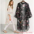シフォンカーディガン ロングカーディガン ロングカーディ カーデ ロングシャツ 花柄 ロング ワンピース 冷房対策 シフォン シャツ