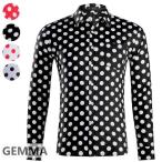 ショッピング水玉 シャツ メンズ ドット 水玉 きれいめ着こなし ドット柄 ドレスシャツ 長袖 コットン 春夏 出かけ カジュアルシャツ