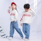  танцевальный костюм hip-hop Kids танцевальный костюм Denim брюки Dance Parker ребенок одежда рубашка с длинным рукавом девочка мужчина Jazz Dance всесезонный стиль 