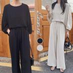 セットアップ 2点セット パンツセット リネン 春夏 レディース カジュアル おしゃれ ナチュラル 長袖 薄手 涼しい コットン リネン混 綿 麻 20代 30代 40代 50