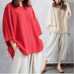 Tシャツ レディース 半袖 綿 麻 ｔシャツ ゆったり オーバーサイズ トップス リネン ティーシャツ おしゃれ カジュアル