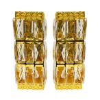 ショッピングシャンデリア 壁掛け シャンデリア 2個セット ゴールドメッキ 12V 24V BA15S 口金仕様 24面 角クリスタル 角ビーズ トラック デコトラ レトロ 金 メッキ