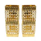 ショッピングシャンデリア 壁掛け シャンデリア 2個セット ゴールドメッキ 12V 24V BA15S 口金仕様 クリスタルビーズ トラック デコトラ レトロ 金 メッキ 装飾