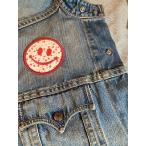 アイロンパッチ    フラワー スマイリー ピンク SMILE Lサイズ アップリケ パッチ FD0960