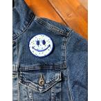 アイロンパッチ   フラワー スマイリー ブルー SMILE Lサイズ アップリケ パッチ