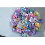 スパンコール 7mm 約290枚(約3.5g) 花カップ オーロラ 混色 (SFC07AMXEH00)