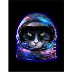 [ космонавт * кошка * кошка * шлем ] открытка чёрный фон 