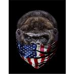 [ Gorilla * бандана * звезда статья флаг * America ] открытка чёрный фон 