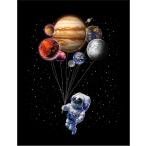 [ космонавт * планета. способ судно ] открытка чёрный фон 