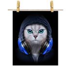 【白いペルシャ猫 ねこ ラッパー ヒップホップ ヘッドフォン】ポスター　A1サイズ by Fox Republic