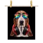 【バセットハウンド ドッグ 犬 いぬ サングラス ヘッドフォン】ポスター　A1サイズ by Fox Republic