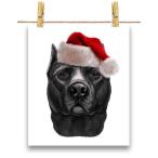 【黒毛のアメリカンピットブル ドッグ 犬 いぬ クリスマス】ポスター　A1サイズ by Fox Republic