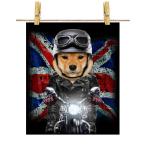 【仔犬の 柴犬 ドッグ 犬 いぬ バイク イギリス】ポスター　A1サイズ by Fox Republic