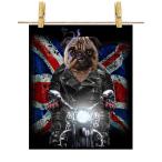 【不機嫌なパグ ドッグ 犬 いぬ バイク イギリス】ポスター　A1サイズ by Fox Republic