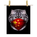 【グレー 猫 ねこ 中国 バンダナ】ポスター　A2サイズ by Fox Republic