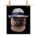 【不機嫌なパグ ドッグ 犬 いぬ 帽子】ポスター　A2サイズ by Fox Republic