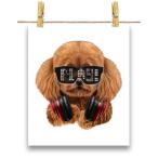 【赤毛のプードル ドッグ 犬 いぬ めがね】ポスター　A3サイズ by Fox Republic