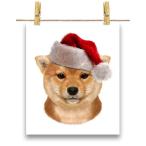 【仔犬の 柴犬 ドッグ 犬 いぬ クリスマス サンタクロース】ポスター　A4サイズ by Fox Republic