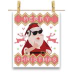 ポスター A4 ハワイ のファンキーな サンタ から アロハ メリー クリスマス by Fox Republic
