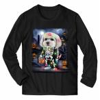 メンズTシャツ長袖マルチーズいぬ犬...