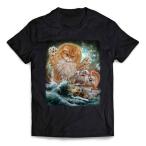 メンズ Tシャツ 半袖 船を襲う ペルシャ猫 海 雷 嵐 by Fox Republic