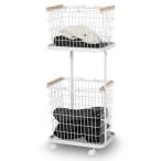 Saiveina 洗濯かご ランドリーバスケット 大容量 2段 洗濯物収納 ランドリー収納 キャスター付き 持ち手付き 収納ラック 取り外しバス