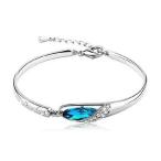ブレスレット レディース シルバー925 バングル ブルー スワロフスキー アレルギーフリー