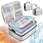 耐火バッグ 耐火ケース 耐火金庫 書類ケース 集金袋 手提げ金庫 貴重品入れ 大容量 10CM高さ調節可能 鍵付き 金庫 耐火 収納ボックス 3層式