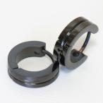 フープ メンズピアス ブラックカラー センターライン デザイン片耳用 【メンズ ステンレスピアス スタイリッシュ】xx-054 【メール便対応】┃