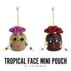 トロピカル 南国 ミニ ポーチ 巾着 チェーンストラップ ポーチ 小物入れ レディース 個性的 アコモデ accomｍode サングラス 巾着 レーヨン糸 ユニーク フェイス