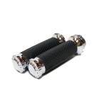 ハーレー用 1インチ ハンドル グリップ ビレット ソフテイル TC88 TC96 エボ チョッパー スポーツスター/ラバーメッキ