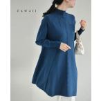 ショッピングチュニック SからL対応 浮かびあがる装飾柄Aラインニットチュニック